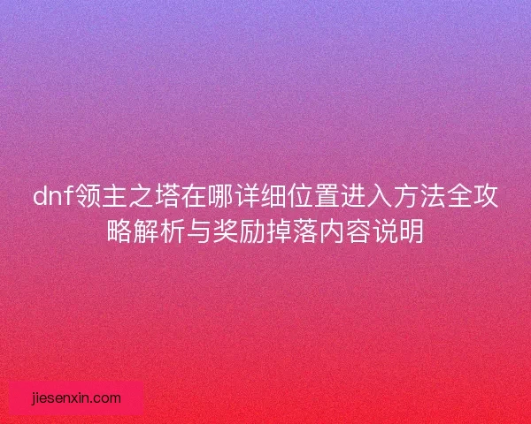 dnf领主之塔在哪详细位置进入方法全攻略解析与奖励掉落内容说明