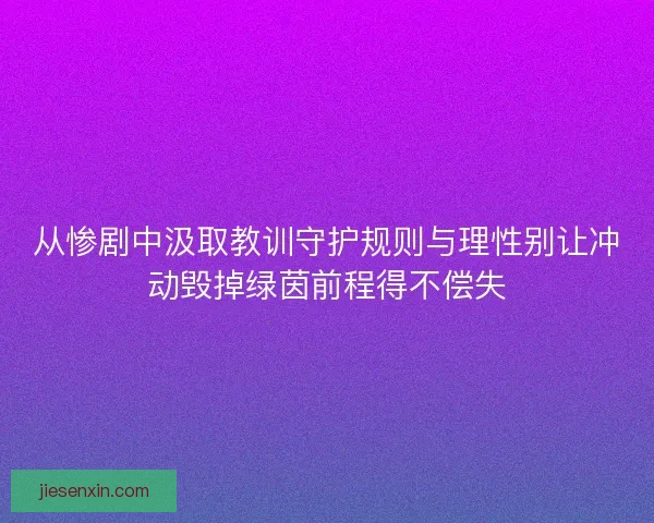 从惨剧中汲取教训守护规则与理性别让冲动毁掉绿茵前程得不偿失