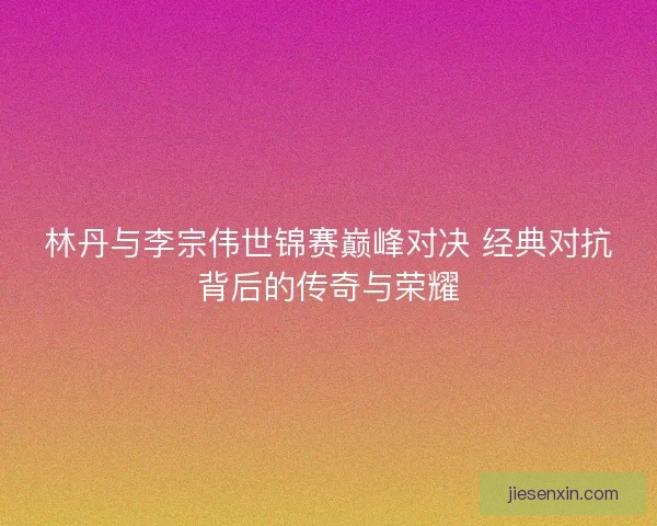 林丹与李宗伟世锦赛巅峰对决 经典对抗背后的传奇与荣耀