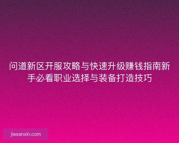 问道新区开服攻略与快速升级赚钱指南新手必看职业选择与装备打造技巧